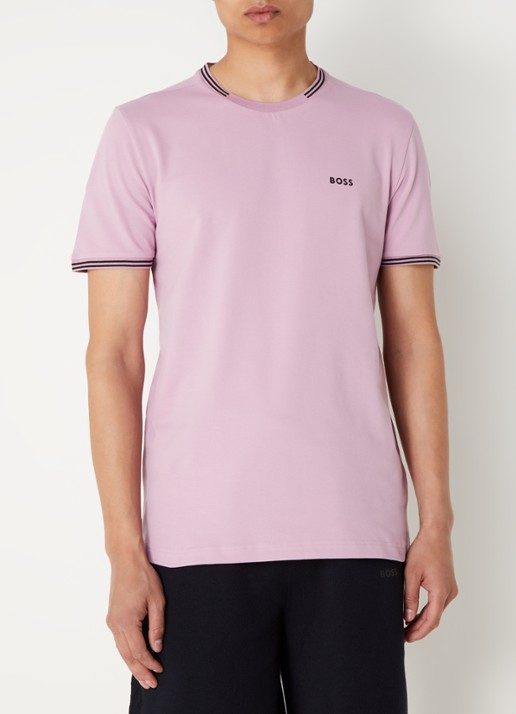 BOSS Taul T-shirt met logo en stretch - detail 2 oudroze