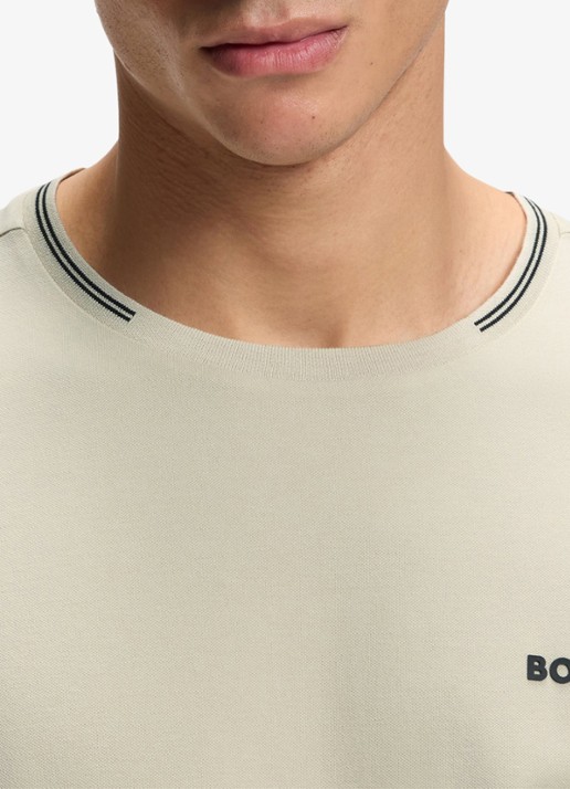 BOSS Taul T-shirt met logo en stretch - detail 2 light beige-275