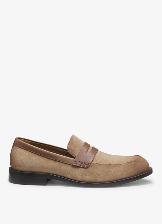 BOSS Tayil-L_Loaf_sdfslt loafers van suède - voorkant medium beige-265 / beige