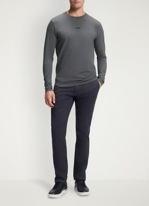 BOSS Tchark longsleeve met logoprint  - voorkant 3 middengrijs