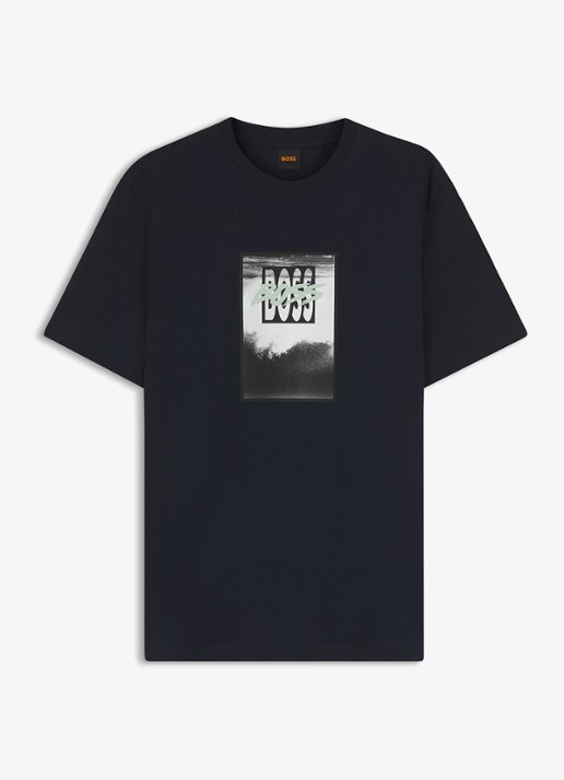 BOSS Te_Dj t-shirt met print - voorkant 4 dark blue-404 / blauw