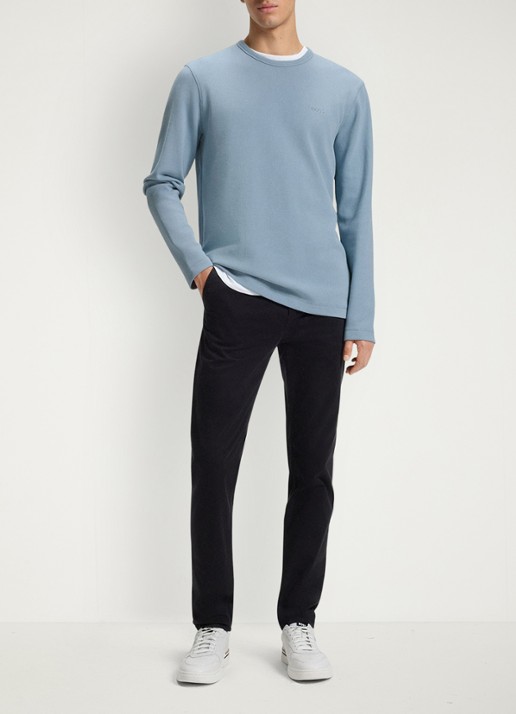BOSS Tempesto longsleeve met structuur en logo - voorkant 5 lichtblauw