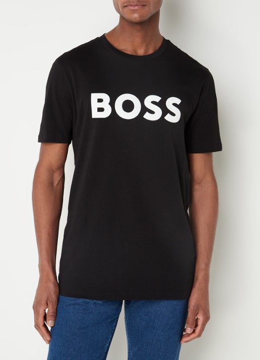 BOSS Thinking T-shirt met logoprint  - detail 3 diepzwart