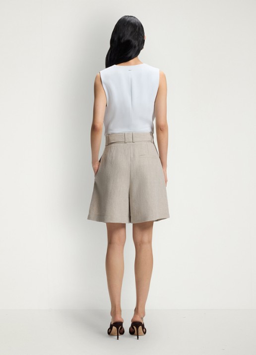 BOSS Tojuna loose fit korte broek in linnenblend - achterkant 6 beige