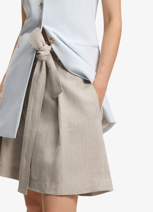 BOSS Tojuna loose fit korte broek in linnenblend - detail 2 beige
