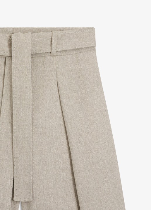 BOSS Tojuna loose fit korte broek in linnenblend - detail 3 beige