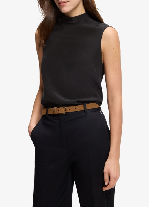BOSS Top van zijde met strikdetail