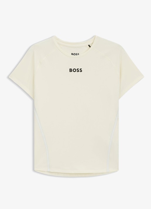 BOSS Trainings T-shirt met logo - voorkant 2 creme