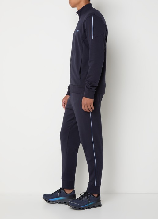 BOSS Trainingspak met logo en steekzakken - voorkant 4 donkerblauw