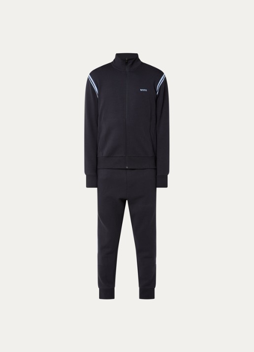 BOSS Trainingspak met steekzakken en logo - voorkant donkerblauw
