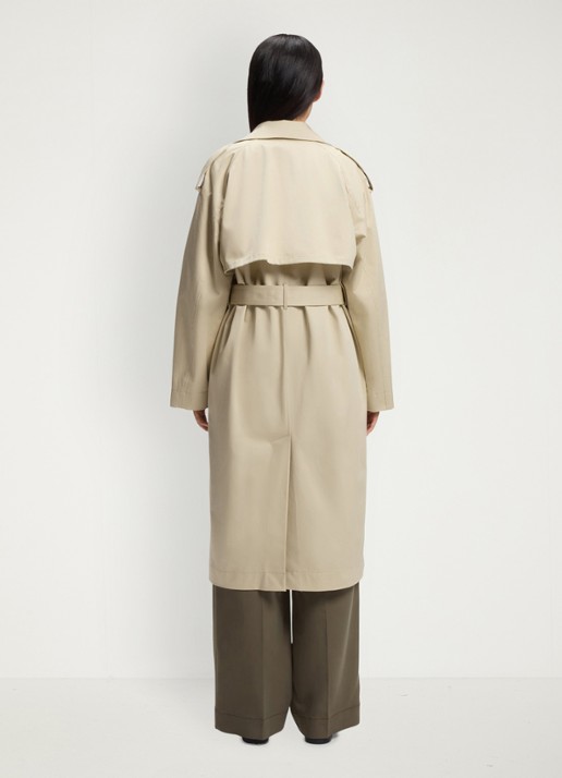 BOSS Trenchcoat met ceintuur en steekzakken - achterkant 6 open beige-287 / beige