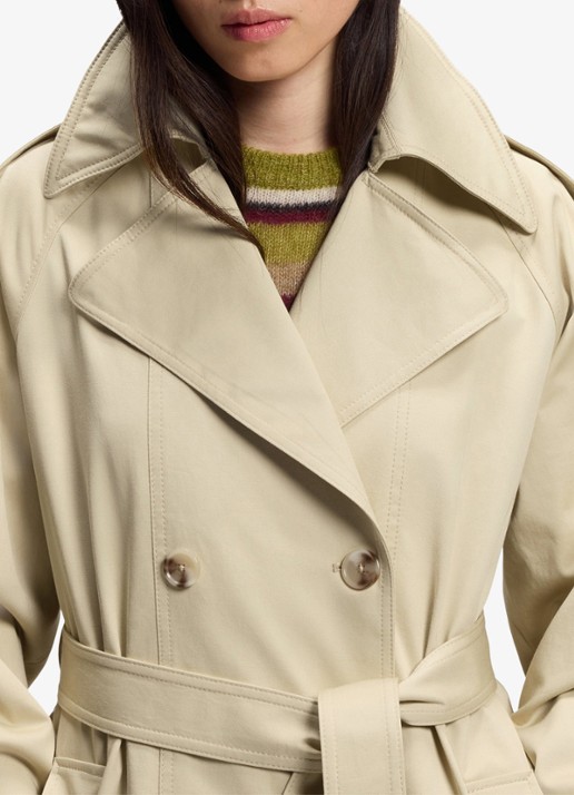 BOSS Trenchcoat met ceintuur en steekzakken - detail 4 open beige-287 / beige