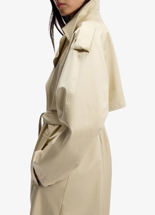 BOSS Trenchcoat met ceintuur en steekzakken - detail 5 open beige-287 / beige