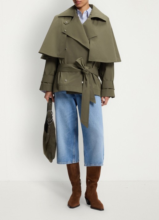 BOSS Trenchcoat met waterafstotende coating - voorkant 2 mosgroen