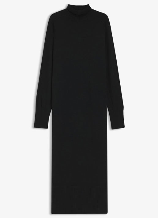 BOSS Trui jurk met col - voorkant 4 black-001 / zwart