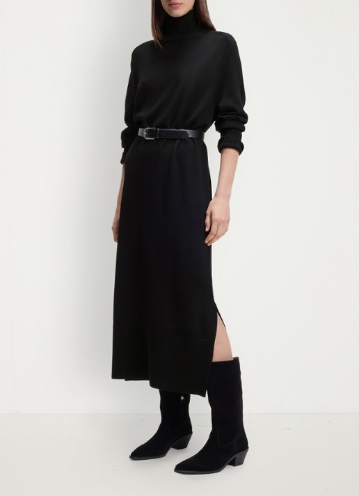 BOSS Trui jurk met col - voorkant 5 black-001 / zwart