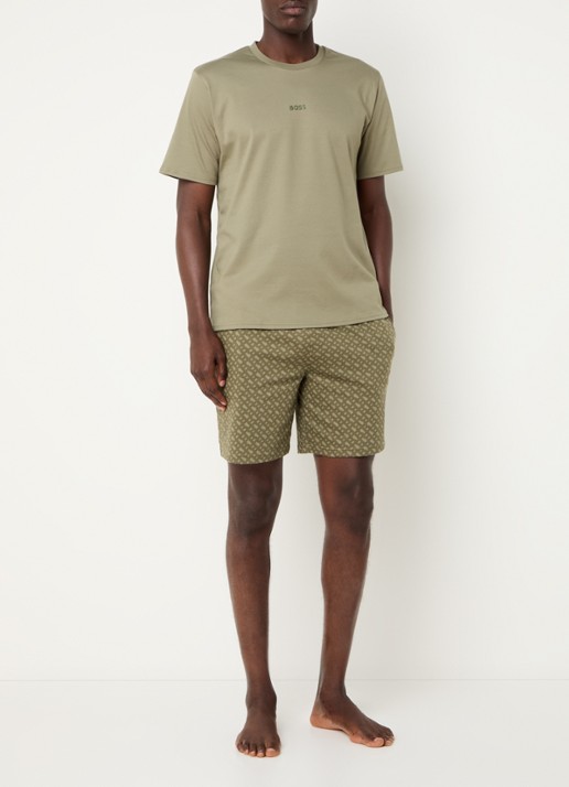 BOSS Tweedelige pyjama van katoen - voorkant 2 open green-349 / groen