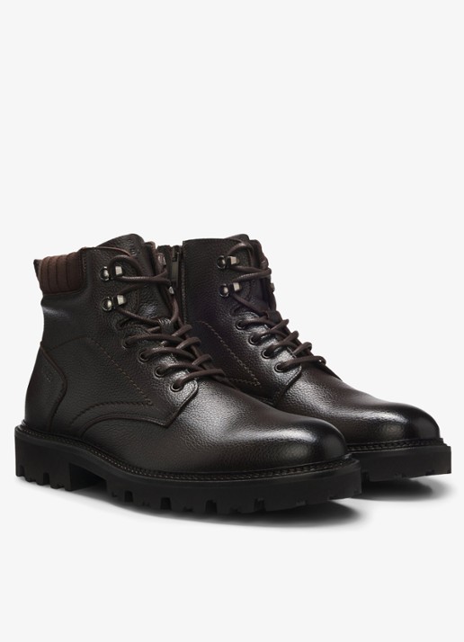 BOSS Veterboot met logo - detail 2 dark brown-205 / bruin
