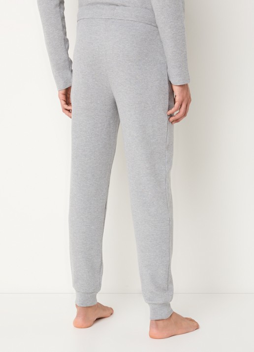 BOSS Waffle pyjamabroek met structuur - achterkant 3 grijsmele