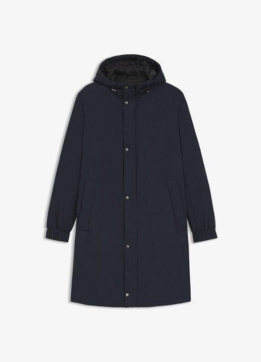 BOSS Waterafstotende jas met capuchon en wattering - voorkant 5 donkerblauw