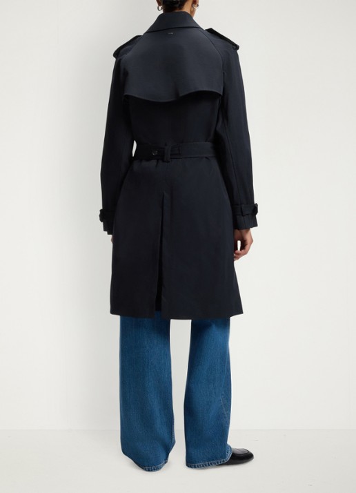 BOSS Waterafstotende trenchcoat met gespriem - achterkant dark blue-404 / blauw
