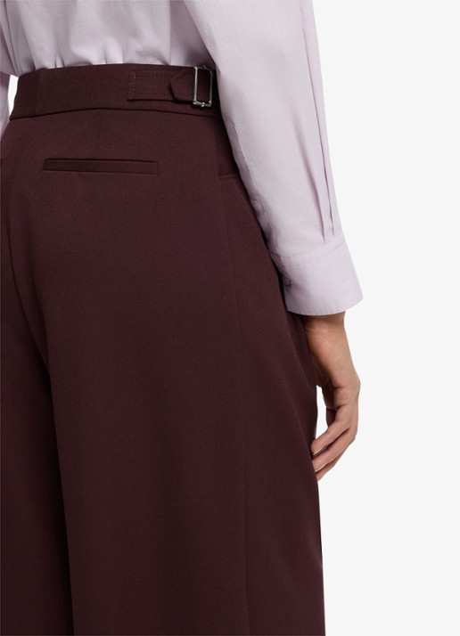 BOSS Wide fit pantalon met plooien - detail 5 bordeauxrood