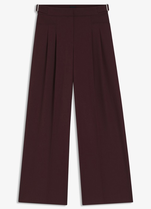 BOSS Wide fit pantalon met plooien - voorkant 2 bordeauxrood