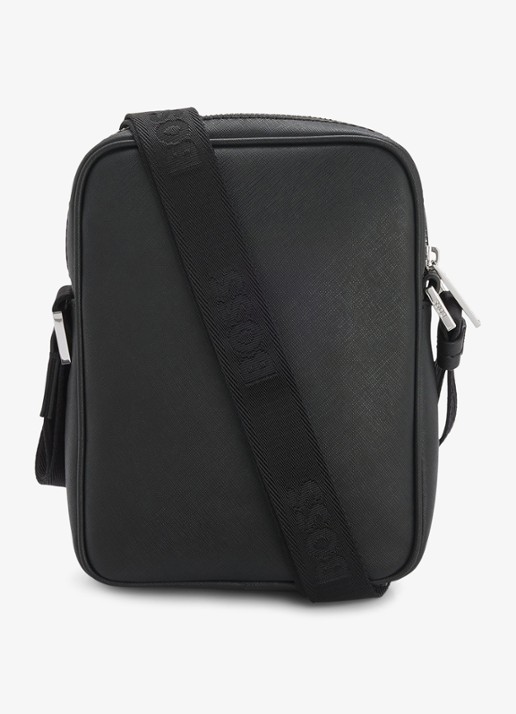BOSS Zair crossbodytas van leer - achterkant zwart