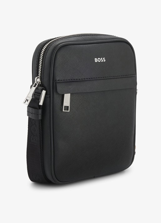BOSS Zair crossbodytas van leer - detail 3 zwart