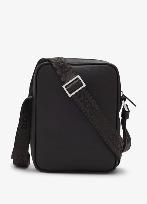 BOSS Zair crossbodytas van leer - achterkant donkerbruin