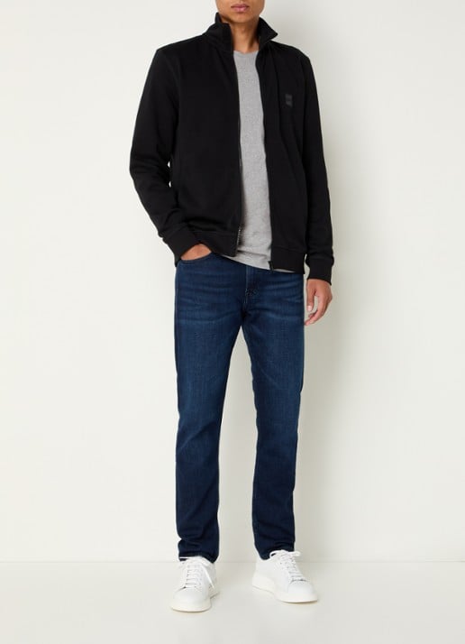 BOSS Zestart sweatvest met logo - voorkant 2 zwart