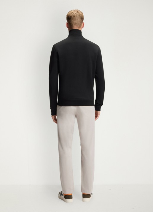 BOSS Zetrust sweater met logo en halve rits  - achterkant 7 black-001 / zwart