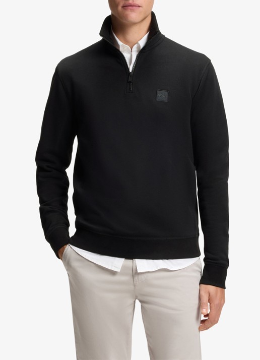 BOSS Zetrust sweater met logo en halve rits