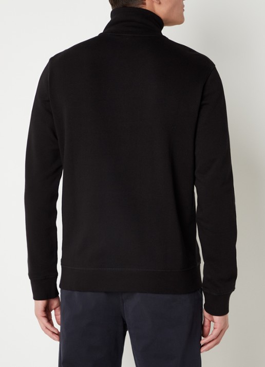 BOSS Zetrust sweater met logo en halve rits  - achterkant 8 black-001 / zwart