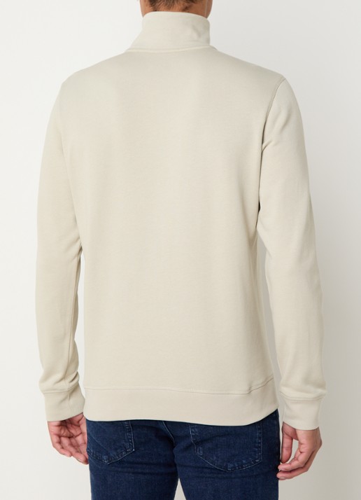 BOSS Zetrust sweater met logo en halve rits  - achterkant light beige-271 / beige