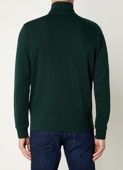 BOSS Zetrust sweater met logo en halve rits  - achterkant 3 open green-350 / groen