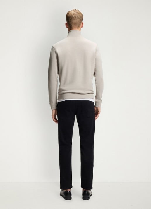 BOSS Zetrust sweater met logo en halve rits  - achterkant open grey-070 / grijs