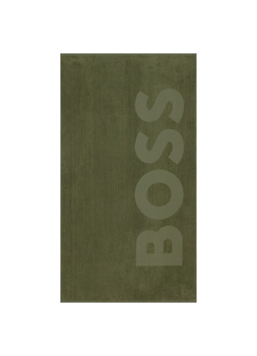 BOSS Zuma strandlaken - 420g/m² - 100 x 180 cm - voorkant olijfgroen