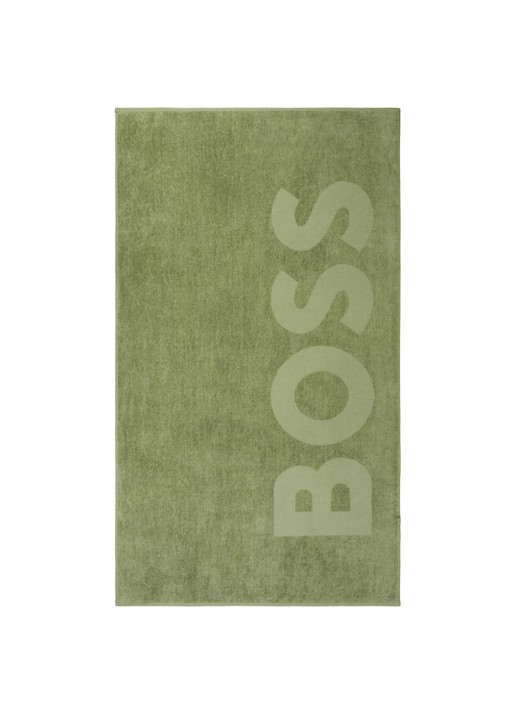 BOSS Zuma strandlaken - 420g/m² - 100 x 180 cm - voorkant mosgroen