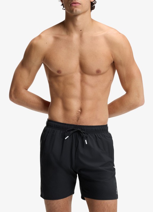 BOSS Zwemshort met kenmerkende streep en logo - voorkant 2 black-001 / zwart