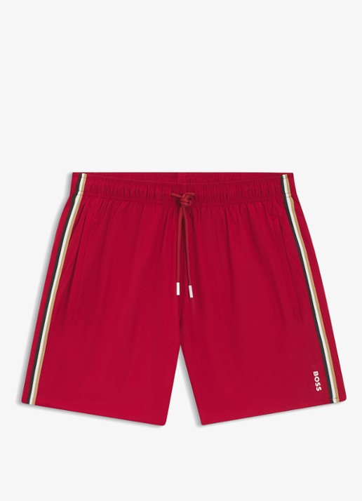 BOSS Zwemshort met kenmerkende streep en logo - voorkant 4 medium red-614 / rood