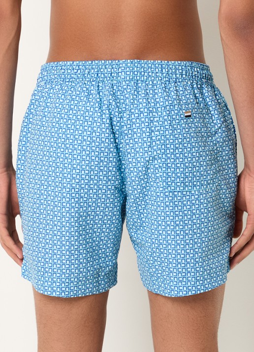 BOSS Zwemshort met microprint en logopatch - achterkant 4 light/pastel blue-455 / blauw