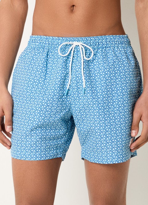 BOSS Zwemshort met microprint en logopatch - detail 3 light/pastel blue-455 / blauw
