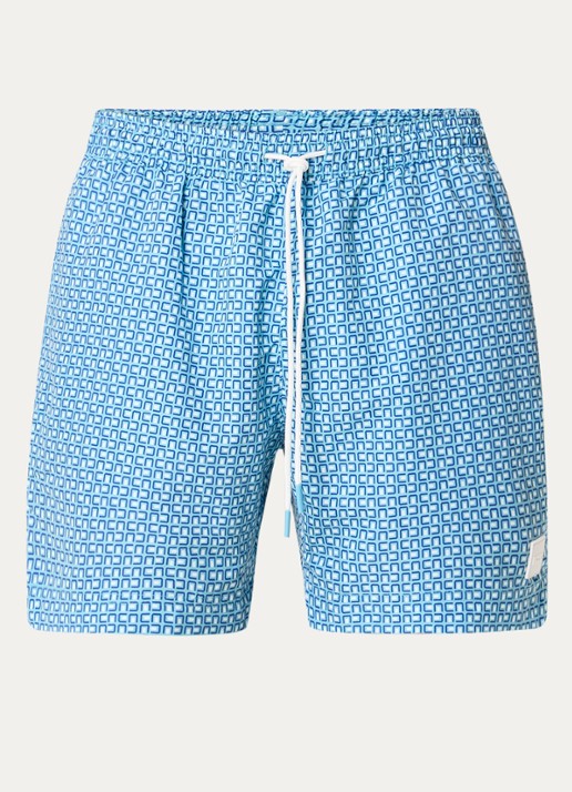 BOSS Zwemshort met microprint en logopatch - voorkant light/pastel blue-455 / blauw