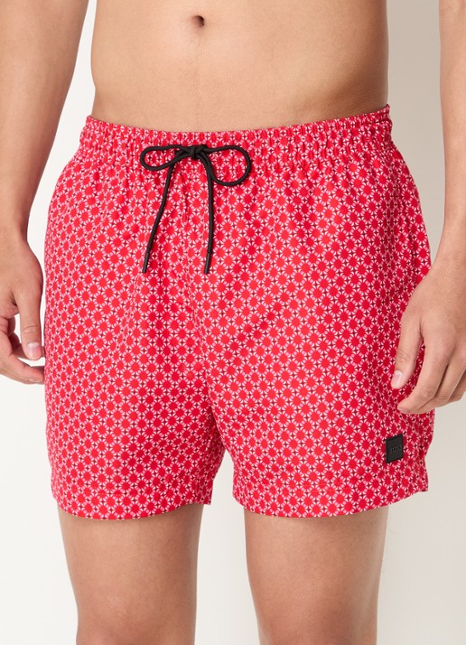 BOSS Zwemshort met microprint en logopatch - detail 4 medium red-610 / rood
