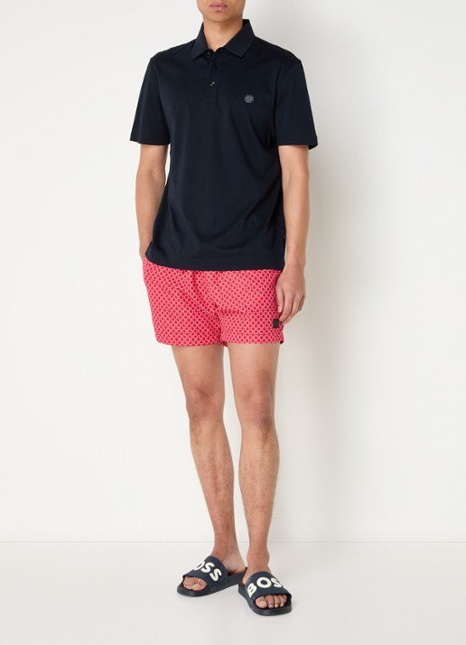 BOSS Zwemshort met microprint en logopatch - voorkant 2 medium red-610 / rood