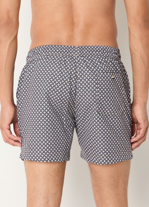 BOSS Zwemshort met microprint en logopatch - achterkant 2 black-003 / zwart