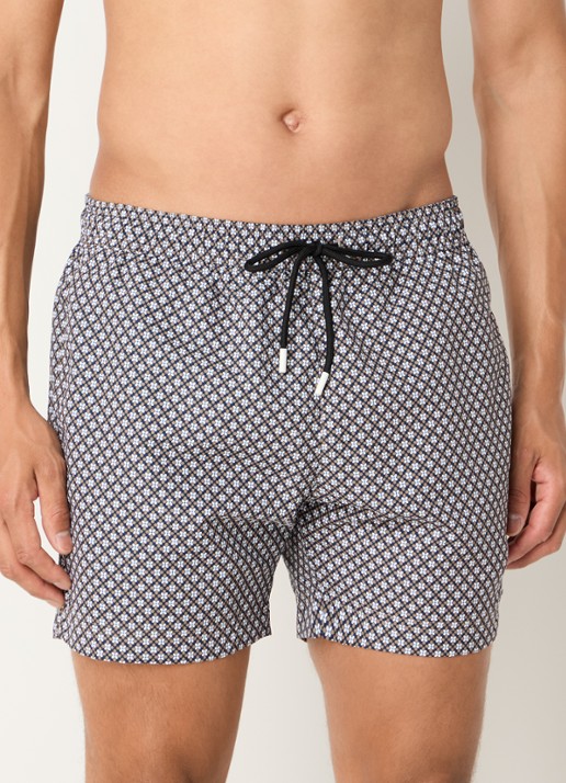 BOSS Zwemshort met microprint en logopatch - detail black-003 / zwart