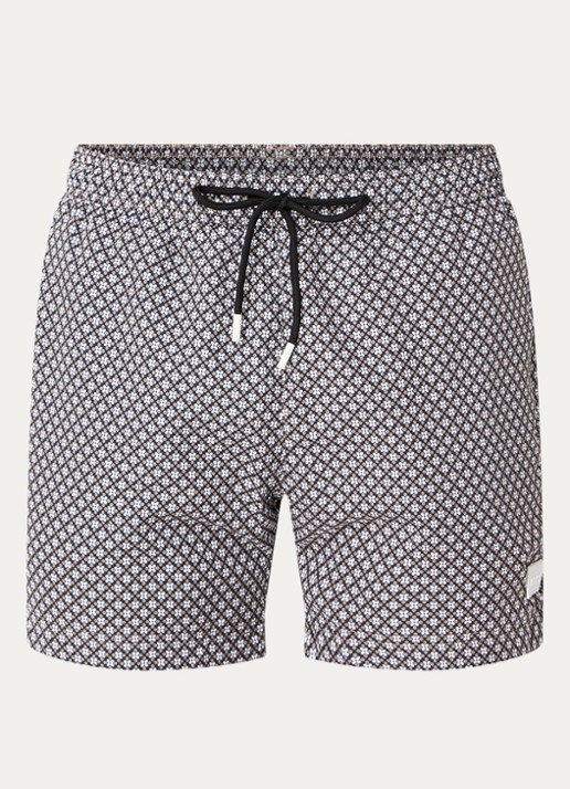 BOSS Zwemshort met microprint en logopatch - voorkant 3 black-003 / zwart
