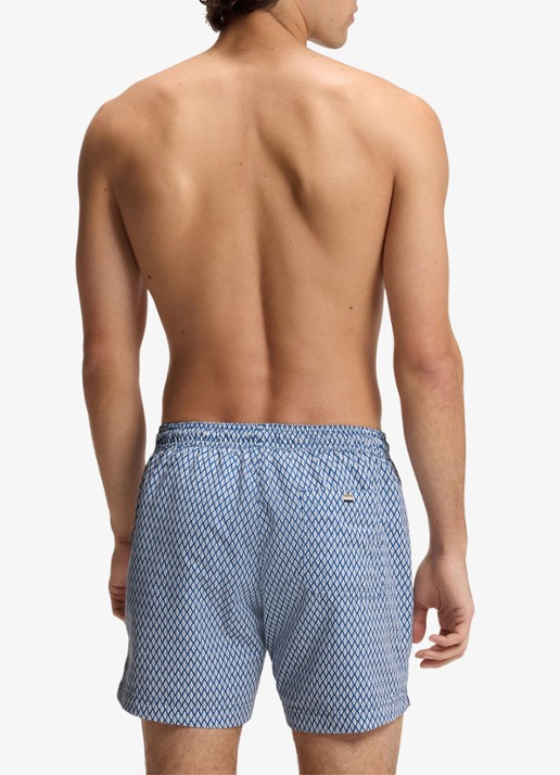 BOSS Zwemshort met microprint en logopatch - achterkant 4 open blue-462 / blauw
